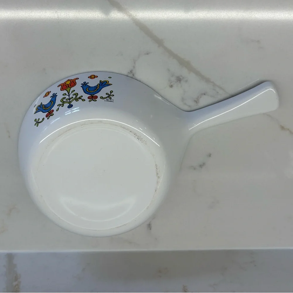 Vintage Corning Ware Country Festival Enamel Saucepan with Bluebirds - Picture 3 of 5